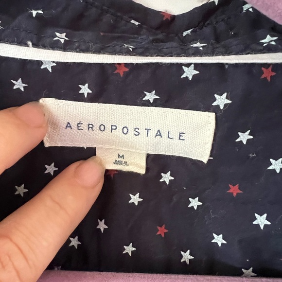 Mens button down shit blue with red & white stars size medium - Picture 3 of 5